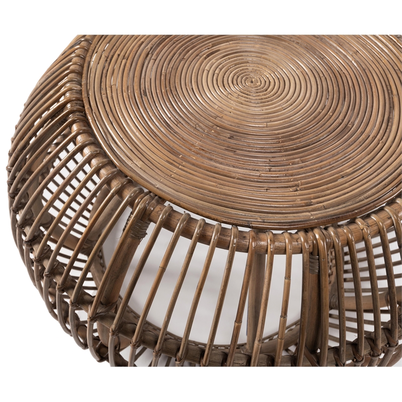 Kosas Home Lira Round Wicker / Rattan Subalio Coffee Table in Espresso
