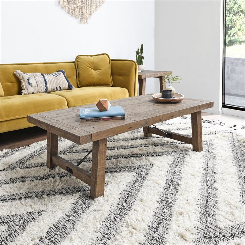 Kosas Home Tuscany Reclaimed Pine Coffee Table in Weathered Gray