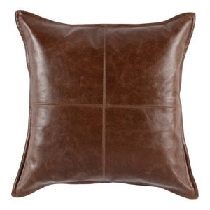 Kosas Home Cheyenne 22&quot Authentic Leather Throw Pillow in Brown