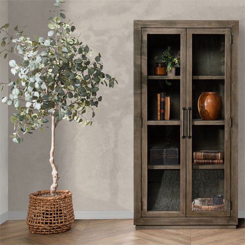 Kosas Home Quincy Transitional Reclaimed Pine Wood Display Cabinet in Brown