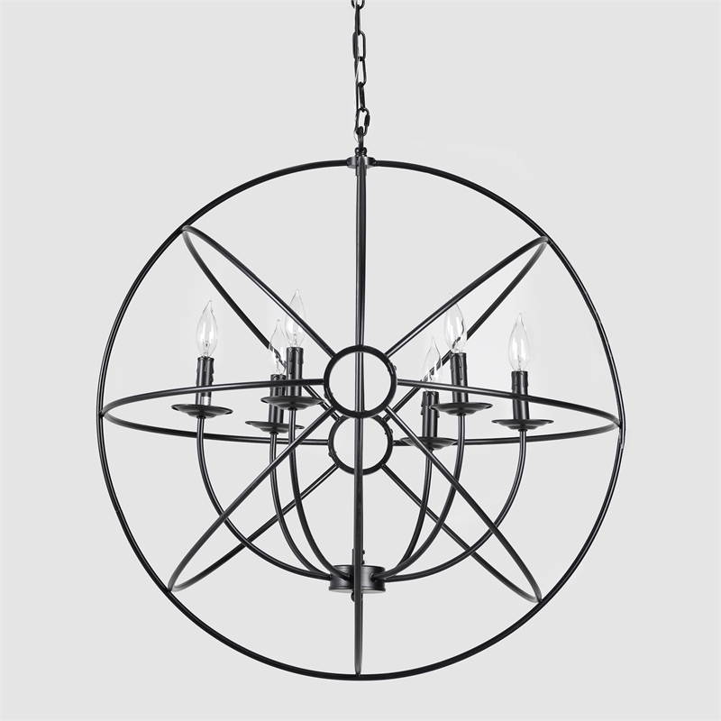 Kosas Home Voltaire 6-light Contemporary Iron Chandelier in Black Finish