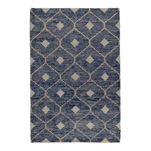 Kosas Home Reign 96 x 120&quot Diamond Wool & Cotton Area Rug in Indigo