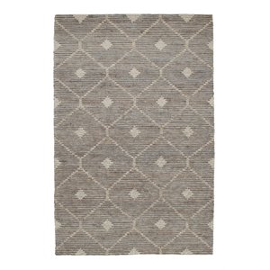 Kosas Home Reign 96 x 120&quot Linked Diamond Wool & Jute Area Rug in Stone Gray