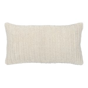 Kosas Home Nakeya 14x26&quot Belgian Flax Linen Knitted Throw Pillow in Ivory