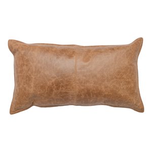 Kosas Home Cheyenne 14x26&quot Authentic Leather Throw Pillow in Chestnut Brown