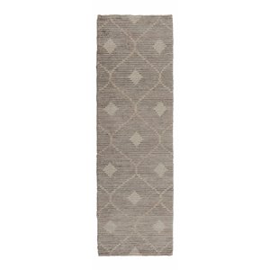 Kosas Home Reign 30 x 96&quot Linked Diamond Wool & Jute Area Rug in Stone Gray