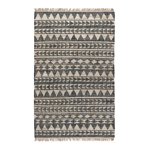 Kosas Home Camille 96 x 120&quot Modern Tribal Jute & Cotton Area Rug in Black