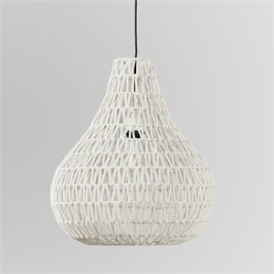 Kosas Home Quaid 1-Light Woven and Iron Mesh Pendant in White Finish