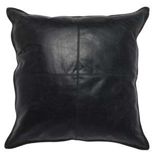 Kosas Home Cheyenne 22x22&quot Authentic Leather Throw Pillow in Black