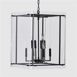 Kosas Home Lena 8-Light Iron Metal and Acrylic Geometric Chandelier in Black