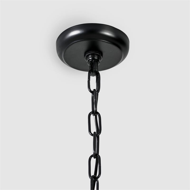 Kosas Home Lena 8-Light Iron Metal and Acrylic Geometric Chandelier in Black