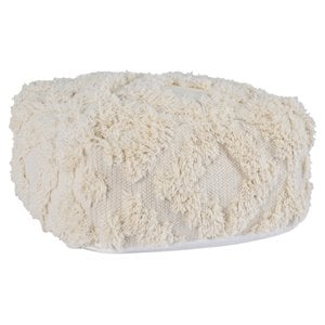 Kosas Home Lyla 24x14&quot Handwoven Cotton Pouf Ottoman in Ivory