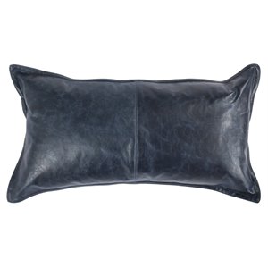 Kosas Home Cheyenne 14x26&quot Transitional Leather Throw Pillow in Nightfall Blue