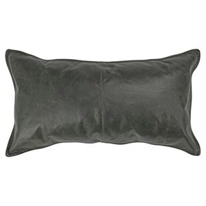 Kosas Home Cheyenne 14x26&quot Transitional Leather Throw Pillow in Nightfall Green
