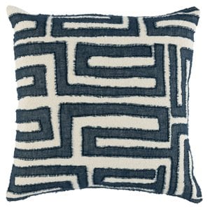 Kosas Home Mia 22x22&quot Knitted Cotton and Linen Throw Pillow in Blue/Ivory