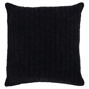 Kosas Home Marcie 22x22&quot Knit Belgian Flax Linen Fabric Throw Pillow in Black