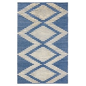Kosas Home Warren 24x36&quot Indoor/Outdoor Fabric Accent Rug in Blue/Ivory