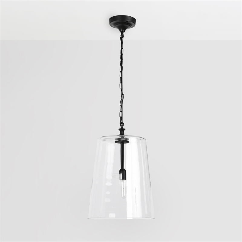 Kosas Home Jolee 1-Light Single Steel Metal Pendant in Matte Black