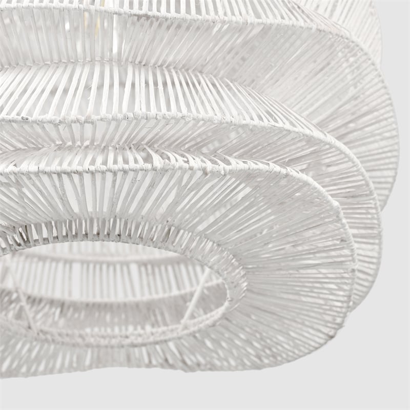 Kosas Home Barlow 1-Light Iron Metal and Rattan Woven Pendant in White