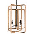 Kosas Home Cale 4-Light Iron Metal and Rope Chandelier in Natural/Black