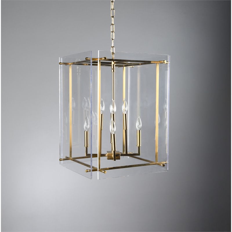 Kosas Home Lena 8-Light Iron Metal and Acrylic Geometric Chandelier in Gold