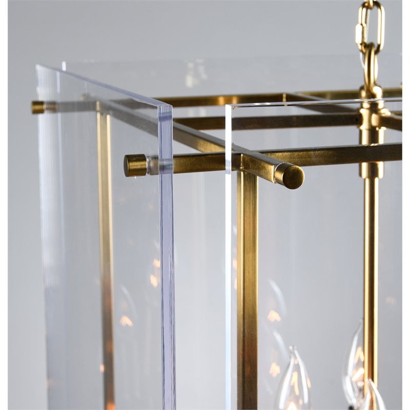 Kosas Home Lena 8-Light Iron Metal and Acrylic Geometric Chandelier in Gold