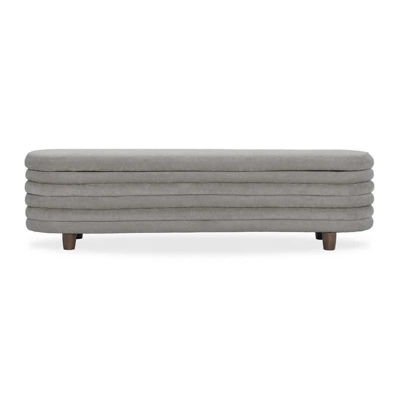 Kosas Home Anders Contemporary Polyester Storage Bench in Gray Finish
