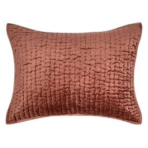 Kosas Home Dimitry 20x26&quot Velvet and Cotton Standard Sham in Terracotta Orange
