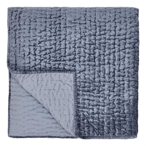 Kosas Home Dimitry 108&quot Velvet and Solid Cotton Sateen King Quilt in Fog Blue