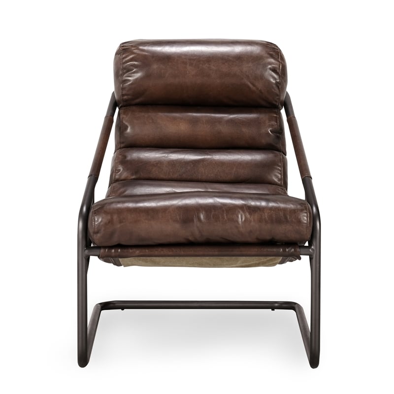Kosas Home Jamia Transitional Leather Accent Chair in Brown/Black