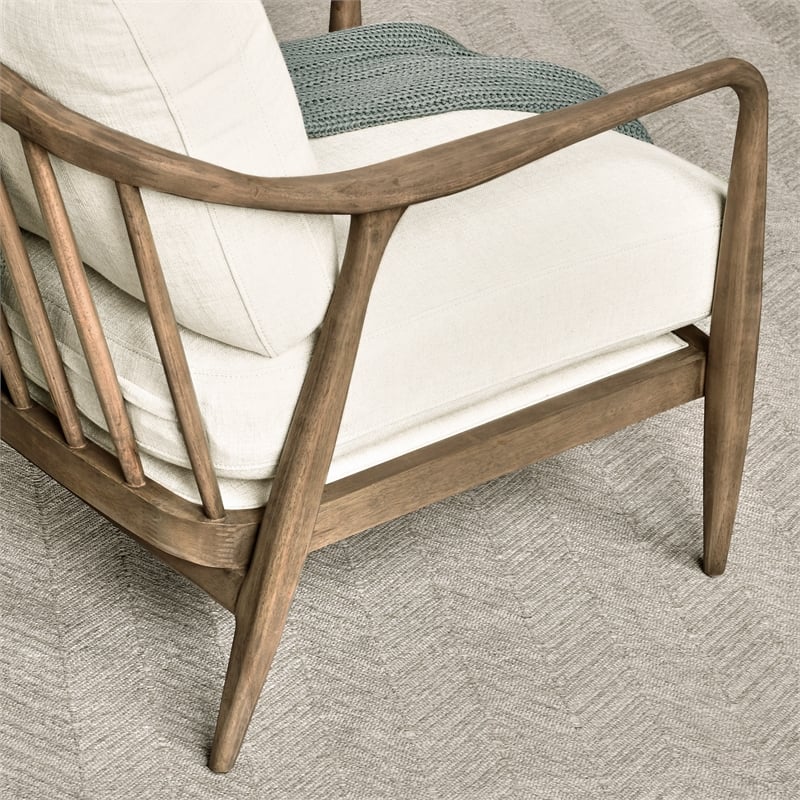 Kosas Home Lennon Linen Fabric & Rubberwood Accent Chair in Natural/Beige