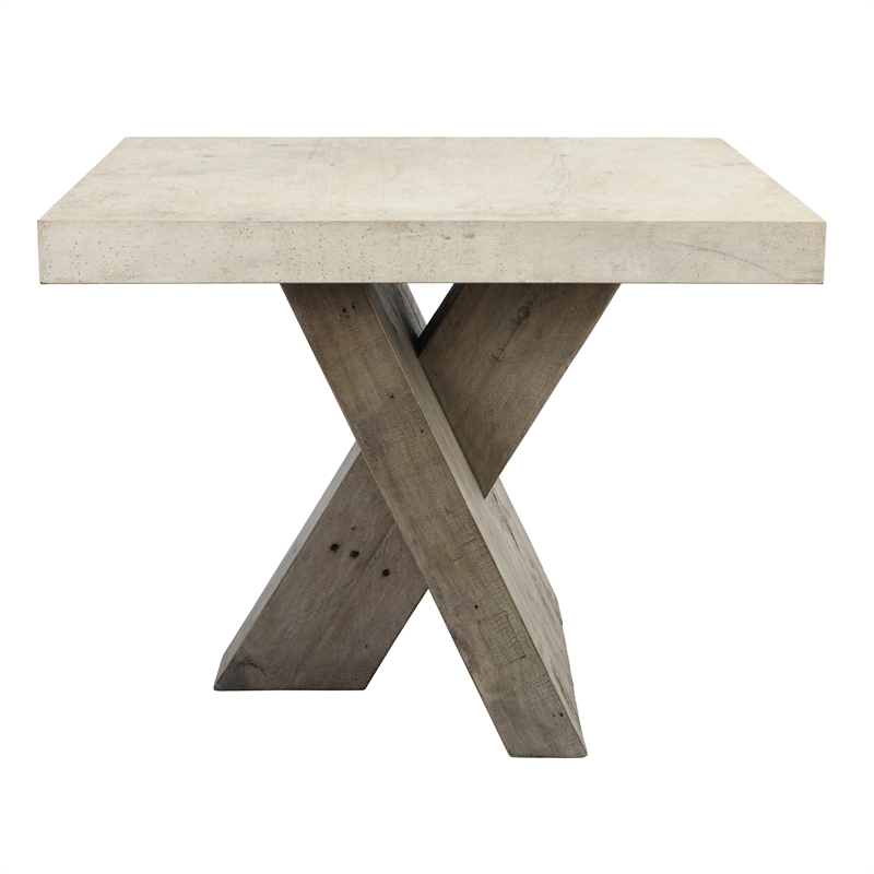 Kosas Home Durant Transitional Wood End Table in Antique White/Corsican Gray