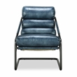 Kosas Home Jackson Transitional Leather Accent Chair in Dark Blue