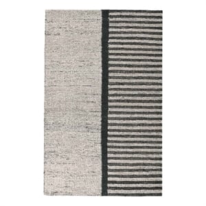 Kosas Home Kofu 24 x 36&quot Asymmetrical Striped Wool Accent Rug in Natural/Black