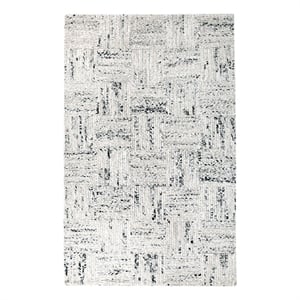 Kosas Home Sosa 60 x 96&quot Abstract Geometric Wool Area Rug in Ivory/Black
