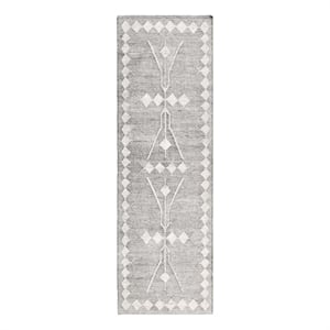 Kosas Home Lexington 30 x 96&quot Geometric Polyester Fabric Area Rug in Gray