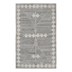 Kosas Home Lexington 96 x 120&quot Geometric Polyester Fabric Area Rug in Gray