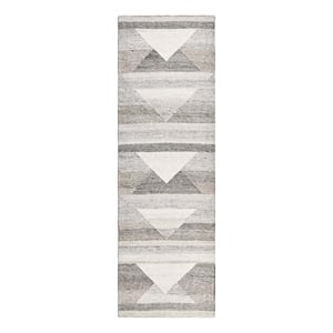 Kosas Home Tierney 30 x 96&quot Geometric Polyester Fabric Area Rug in Gray