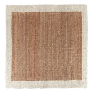 Kosas Home Frame 96 x 96&quot Jute Fabric Area Rug in Natural/Ivory