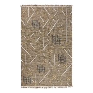 Kosas Home Belfast 96 x 120&quot Geometric Wool & Jute Area Rug in Khaki