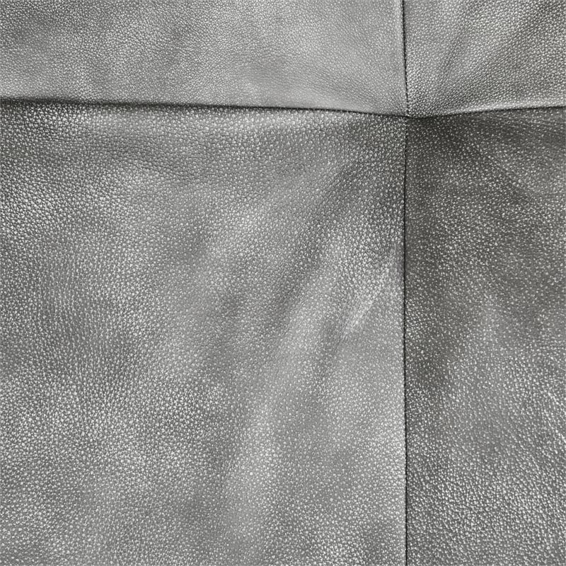 Kosas Home Gabriel Top Grain Leather Swivel Accent Chair in Gray