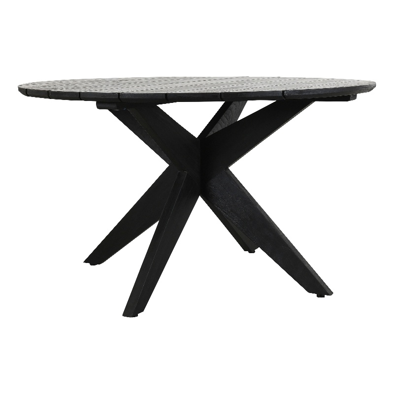 Kosas Home Alameda Round Wood Outdoor Dining Table in Matte Black