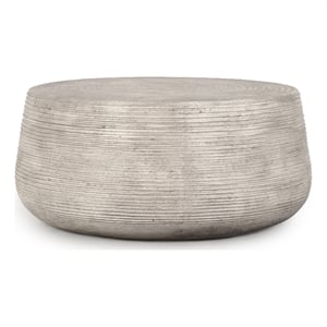 Kosas Home Nellie Concrete Stone Outdoor Coffee Table in Rough Light Gray