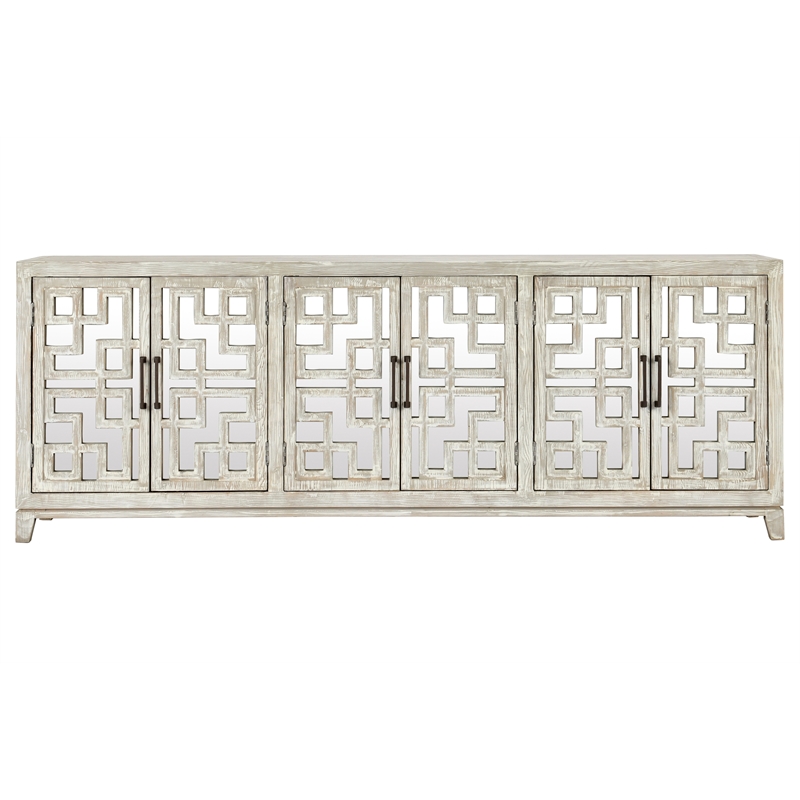 Kosas Home Arley 6-Door Transitional Wood Sideboard in Distressed Ivory