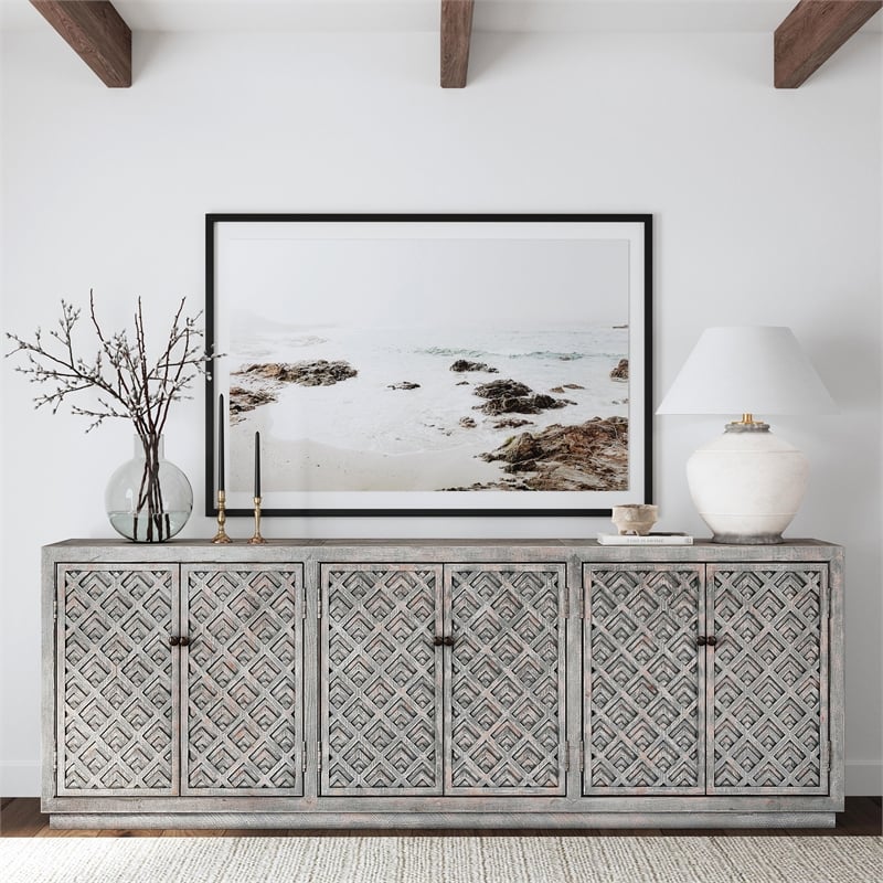 Kosas Home Jonas 6-Door Transitional Wood Sideboard in Antique Blue