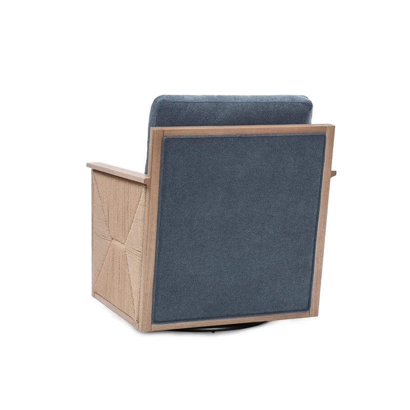 Norman Upholstered Linen Fabric Swivel Accent Chair in Blue Teal