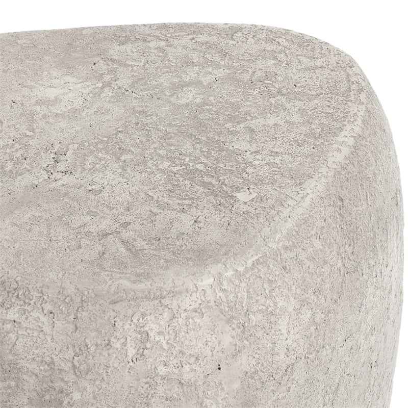 Kosas Home Britney Concrete Stone Outdoor End Table - Light Gray Finish