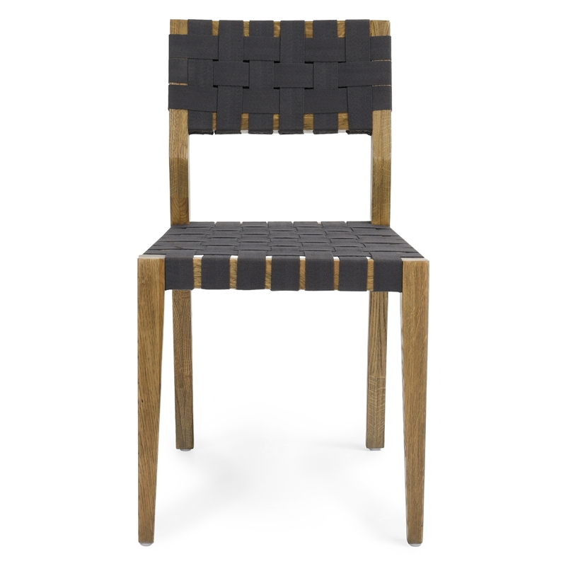 Kosas Home Orlando Set of 2 Oak Wood Dining Chairs with Black Webbing