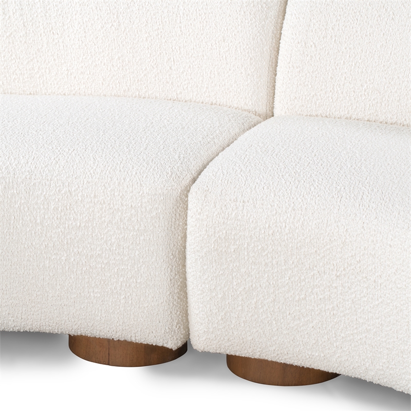 Classic Home Octavia Ivory Fabric Upholstery Sectional Sofa with Retro Curves