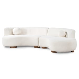 Classic Home Octavia Ivory Fabric Upholstery Sectional Sofa with Retro Curves